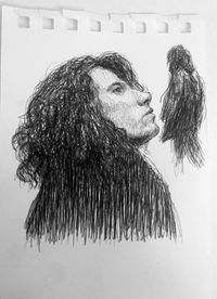 Michael Hutchence sketch ballpoint pen aug 2024